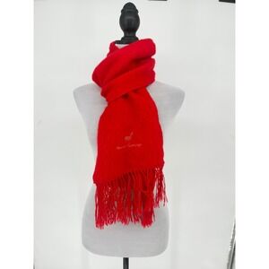 Alpaca Camargo Scarf Womens Red Soft Brushed Wool Blend Fringe Embroidered Shawl